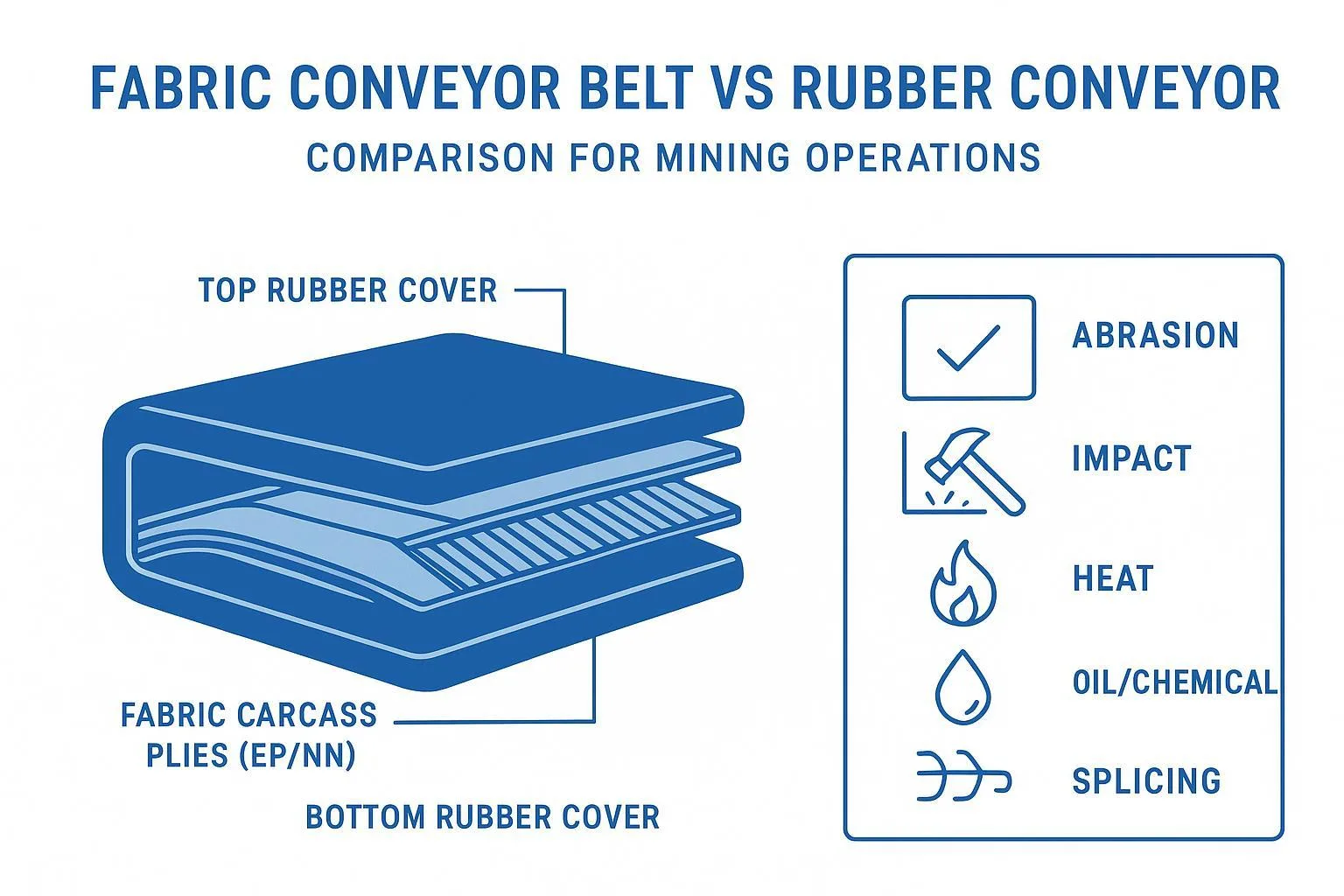 Fabric vs Rubber Conveyor Belts: Mining Spec Criteria